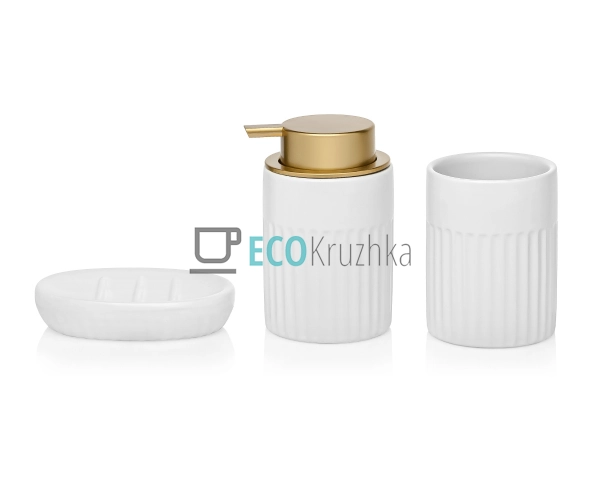 Набір "Matte White" для ванної кімнати: дозатор 350 мл,  ... Набір "Matte White" для ванної кімнати: дозатор 350 мл,  ...