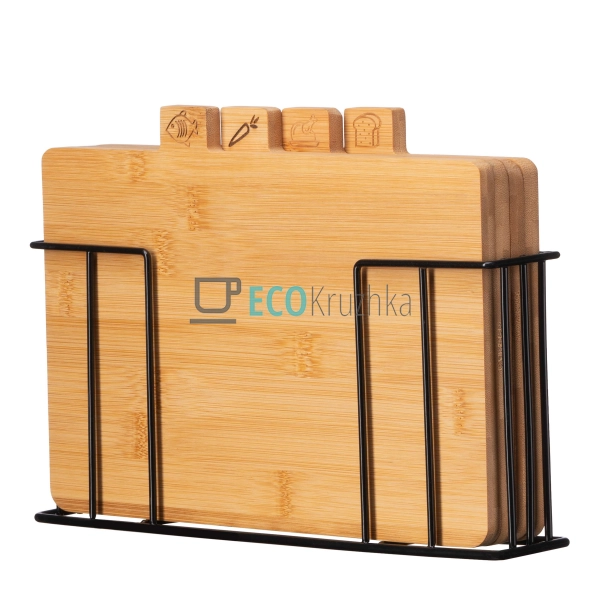 Набір дошок кухонних на підставці Ardesto Midori, 4шт, 3 ... Набір дошок кухонних на підставці Ardesto Midori, 4шт, 3 ...