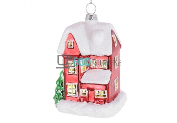 УЦІНКА ЯЛИНКОВА ПРИКРАСА "БУДИНОЧОК" З ДЕКОРОМ ІЗ БІЛОГО ...