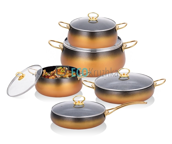 Набір каструль Edenberg 10 предметів з мармуровим антипр ...