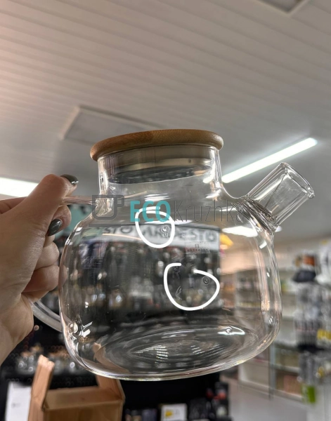 УЦІНКА ЧАЙНИК ДЛЯ ЗАВАРЮВАННЯ СКЛЯНИЙ З БАМБУКОВОЮ КРИШК ...