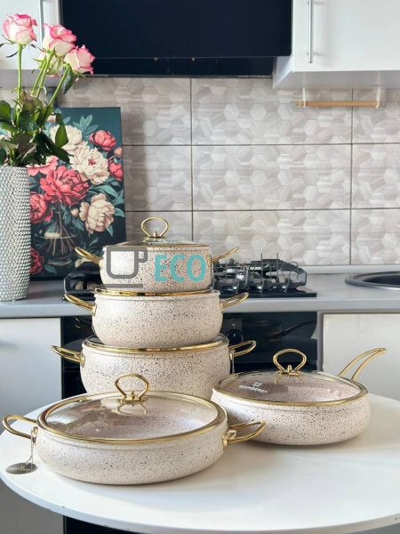 Набір каструль Edenberg 10 предметів з мармуровим антипр ... Набір каструль Edenberg 10 предметів з мармуровим антипр ...