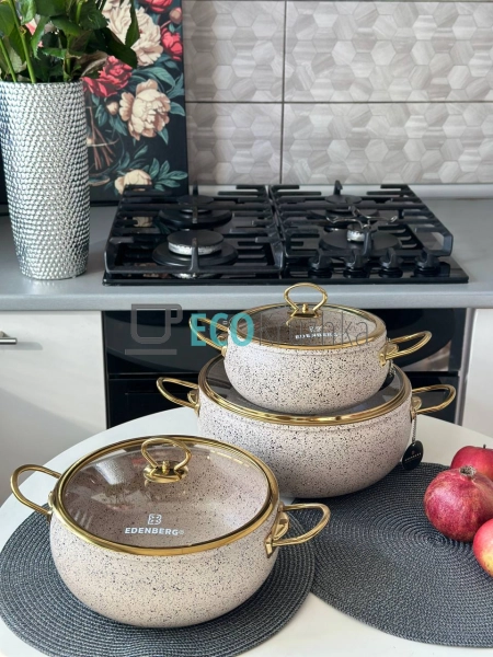 Набір каструль Edenberg 6 предметів з мармуровим антипри ... Набір каструль Edenberg 6 предметів з мармуровим антипри ...