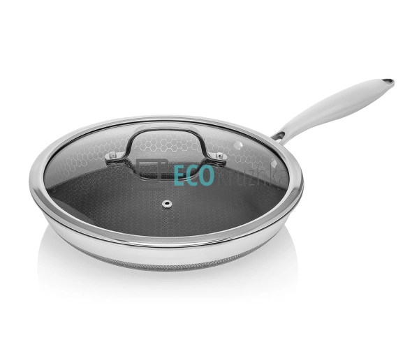 Сковорода 28 х 5.5 см нержавіюча професійна з кришкою HO ...