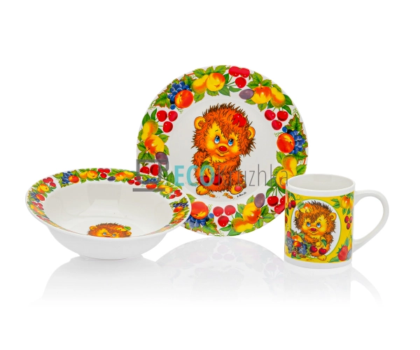 Дитячий фарфоровий посуд: набір з 3 предметів Йожик CS17 ... Дитячий фарфоровий посуд: набір з 3 предметів Йожик CS17 ...