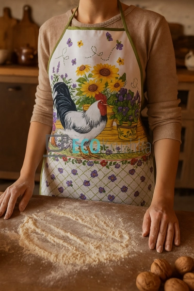 Кухонний фартух без кишені з принтом "Півень", різноколь ... Кухонний фартух без кишені з принтом "Півень", різноколь ...