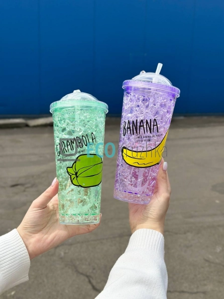 Стакан з трубочкою акриловий з подвійною стінкою та гідр ...