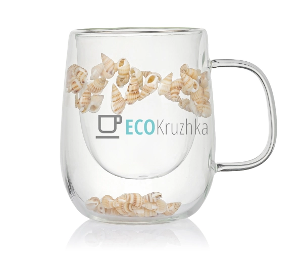 Скляна чашка з подвійними стінками 320 мл з морськими му ... Скляна чашка з подвійними стінками 320 мл з морськими му ...