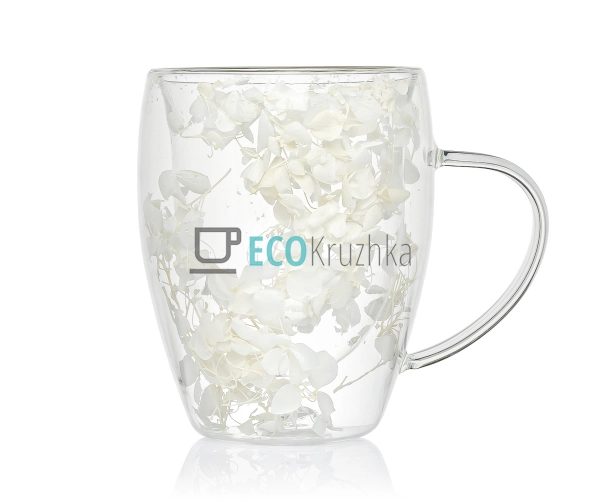 Скляна чашка з подвійними стінками та сухоцвітами 330 мл ... Скляна чашка з подвійними стінками та сухоцвітами 330 мл ...
