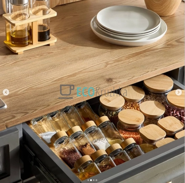 Набір баночок для спецій з бамбуковою підставкою, 12 скл ...