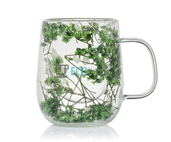 Скляна чашка з подвійними стінками та сухоцвітами 200 мл ... Скляна чашка з подвійними стінками та сухоцвітами 200 мл ...