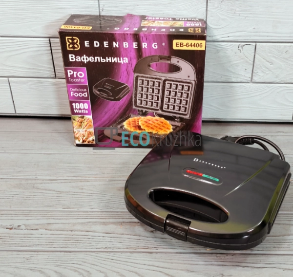 Електрична вафельниця-тостер Edenberg — 1000 Вт, мармуро ... Електрична вафельниця-тостер Edenberg — 1000 Вт, мармуро ...