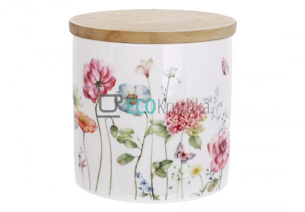 Порцелянова банка для зберігання 460 мл з кришкою Flower ... Порцелянова банка для зберігання 460 мл з кришкою Flower ...