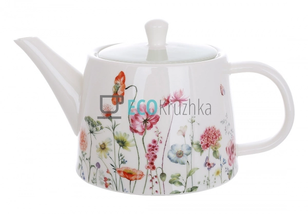 Порцеляновий чайник для заварювання чаю з квітковим візе ... Порцеляновий чайник для заварювання чаю з квітковим візе ...