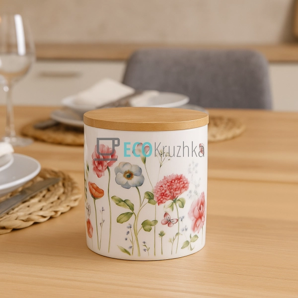 Порцелянова банка для зберігання 460 мл з кришкою Flower ... Порцелянова банка для зберігання 460 мл з кришкою Flower ...