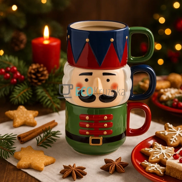 Набір різдвяних керамічних кухлів "Лускунчик" 380 мл – с ... Набір різдвяних керамічних кухлів "Лускунчик" 380 мл – с ...