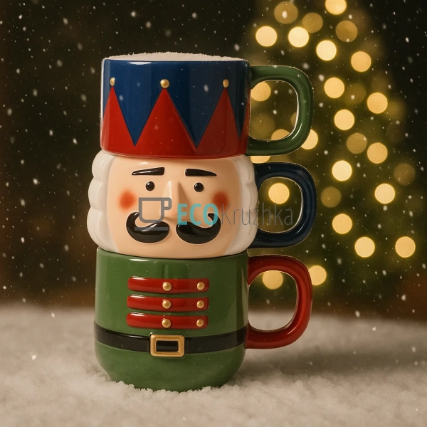 Набір різдвяних керамічних кухлів "Лускунчик" 380 мл – с ... Набір різдвяних керамічних кухлів "Лускунчик" 380 мл – с ...