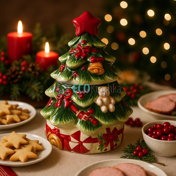 Керамічна новорічна банка Ялинка 2.4 л для солодощів і п ...