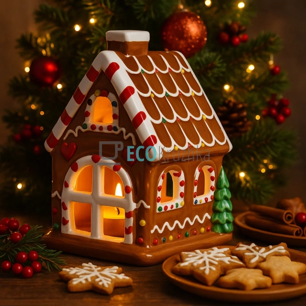 Новорічний керамічний свічник «Пряниковий будиночок» для ... Новорічний керамічний свічник «Пряниковий будиночок» для ...