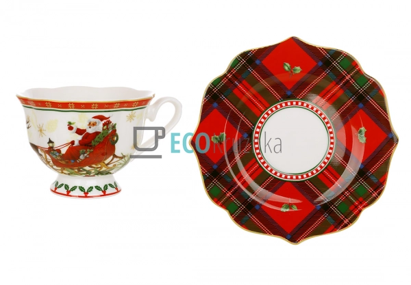 Різдвяна порцелянова чашка з блюдцем 170 мл – червона, п ... Різдвяна порцелянова чашка з блюдцем 170 мл – червона, п ...