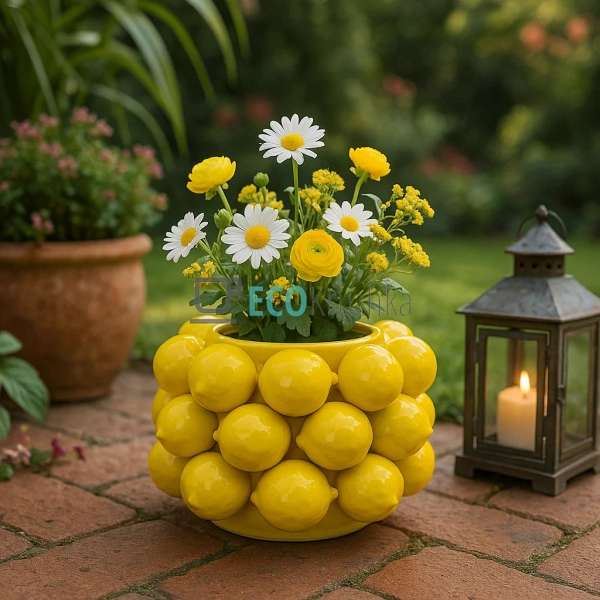 Ваза порцелянова Lemon (Лимон) Жовтий D26 х 19 см (457-325)