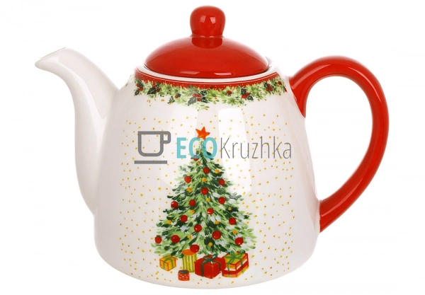 Новорічний порцеляновий чайник «Ялинка» 900 мл (RM9-411)