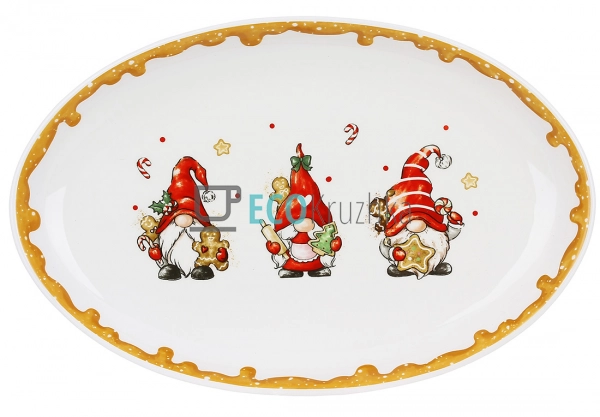 Керамічне овальне блюдо "Гноміки з пряниками" 29 см (DM7 ... Керамічне овальне блюдо "Гноміки з пряниками" 29 см (DM7 ...