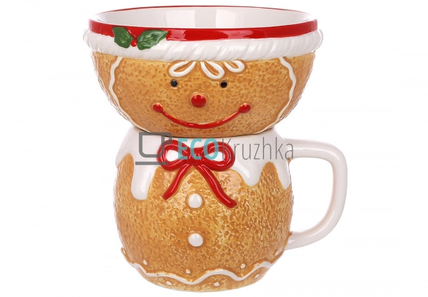 Набір кухоль і піала з кераміки “Пряниковий чоловічок” — ...