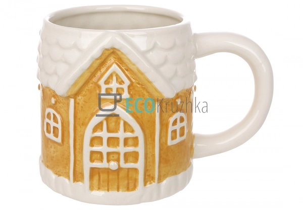 Новорічна керамічна кружка "Пряниковий будиночок" 400 мл ...