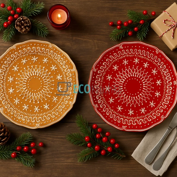 Керамічне святкове блюдо "Пряникова сніжинка" Ø27.5 см – ...