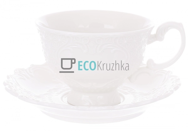 Порцелянова чашка з блюдцем Ажур 250 мл — класика білого ... Порцелянова чашка з блюдцем Ажур 250 мл — класика білого ...