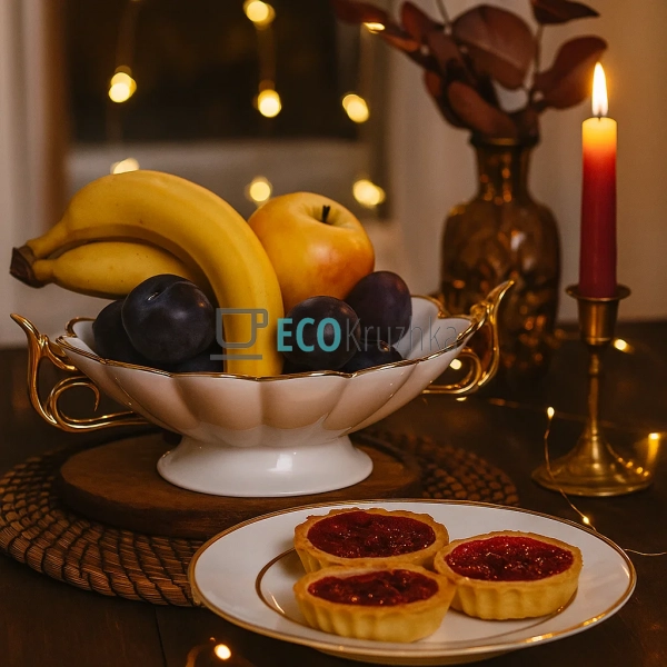 Порцелянова фруктівниця з золотим декором 31.5 см — свят ... Порцелянова фруктівниця з золотим декором 31.5 см — свят ...