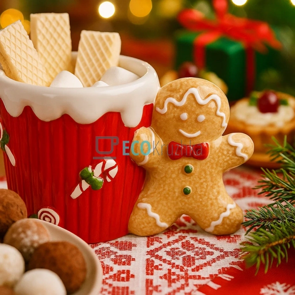 Новорічний кухоль з пряниковим чоловічком 390 мл – черво ...