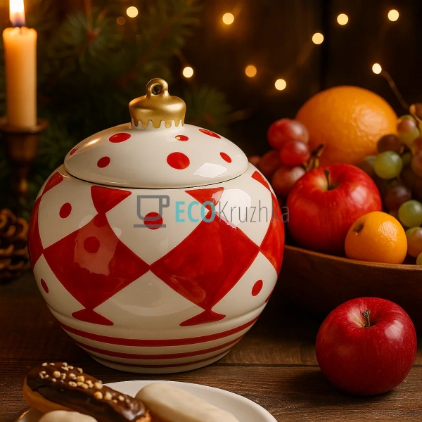 Керамічна банка “Ялинкова куля” 650 мл – новорічний деко ...