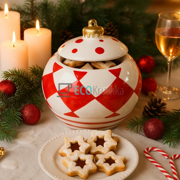Керамічна банка “Ялинкова куля” 650 мл – новорічний деко ...