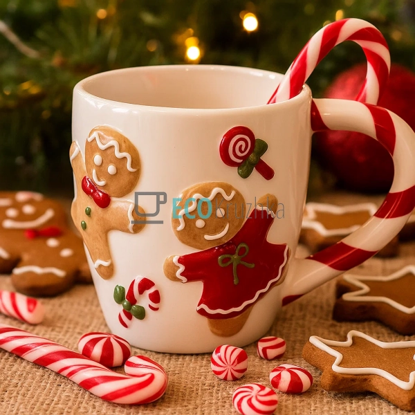 Керамічна кружка 400 мл «Веселі пряники» – святковий дек ...