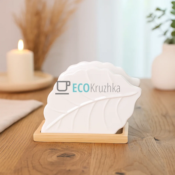 Порцелянова серветниця Лист на бамбуковій основі 9 см Na ... Порцелянова серветниця Лист на бамбуковій основі 9 см Na ...