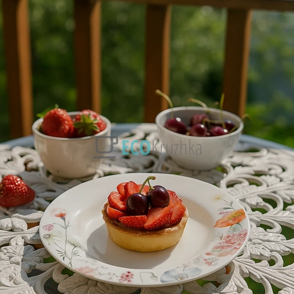 Порцелянова десертна тарілка з квітковим візерунком Flow ... Порцелянова десертна тарілка з квітковим візерунком Flow ...