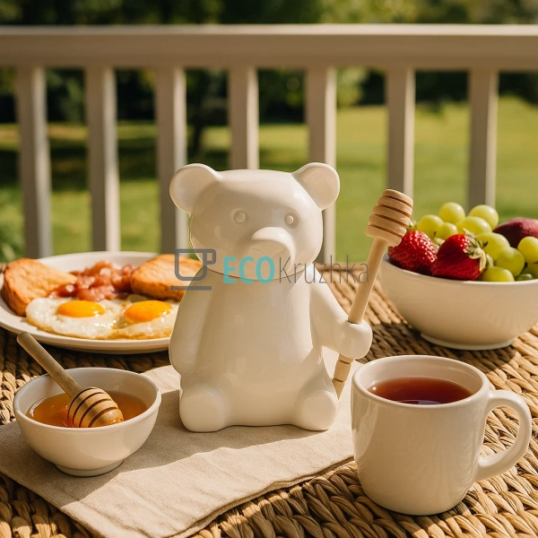 Медівниця у формі ведмедика з порцеляни 280 мл з дерев’я ... Медівниця у формі ведмедика з порцеляни 280 мл з дерев’я ...