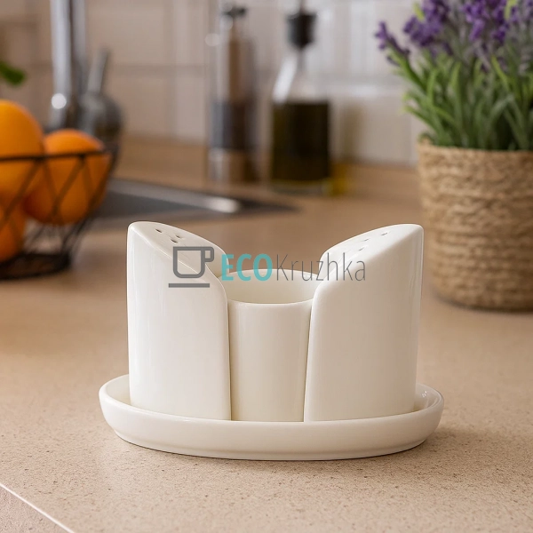 Набір для спецій: сільничка, перечниця та ємність для зу ...