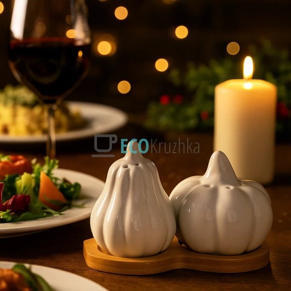 Набір для спецій сіль і перець порцеляновий у формі гарб ...