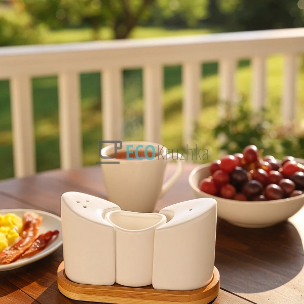 Набір для спецій сіль, перець і зубочистки порцеляновий  ...