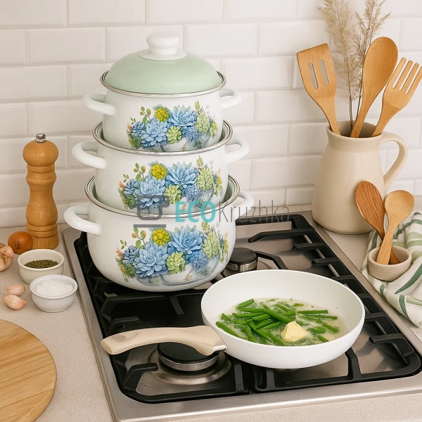 Набір із трьох емальованих кастрюль Edenberg EB-1886