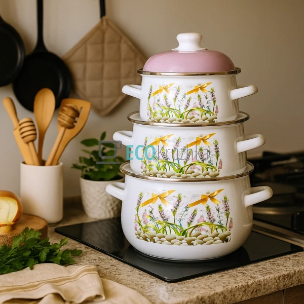 Набір із трьох емальованих кастрюль Edenberg EB-1887