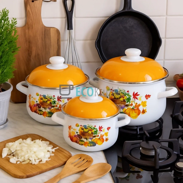 Набір із трьох емальованих кастрюль Edenberg EB-1888