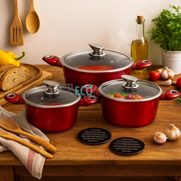 Набір каструль Edenberg 8 предметів з мармуровим антипри ... Набір каструль Edenberg 8 предметів з мармуровим антипри ...