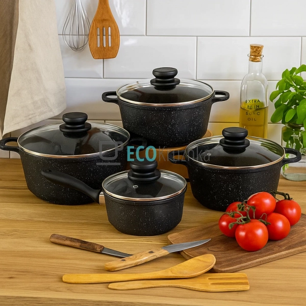 Набір каструль Edenberg 8 предметів з мармуровим антипри ... Набір каструль Edenberg 8 предметів з мармуровим антипри ...