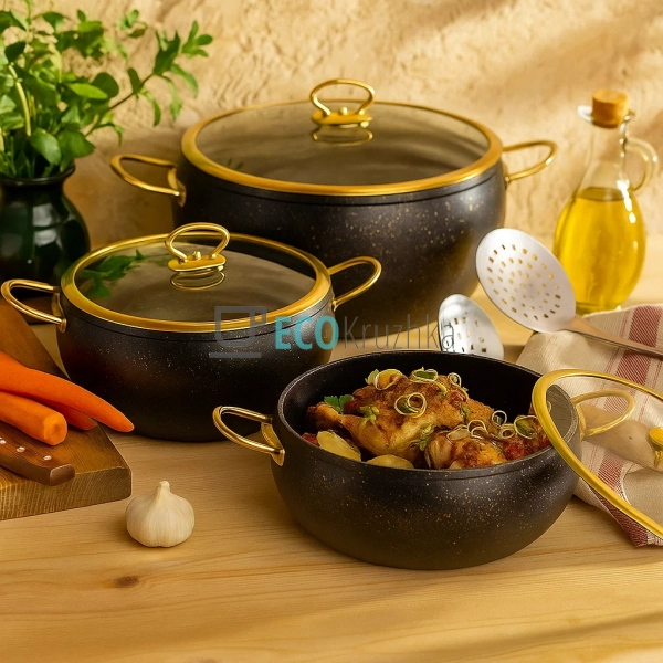 Набір каструль Edenberg 6 предметів з мармуровим антипри ...