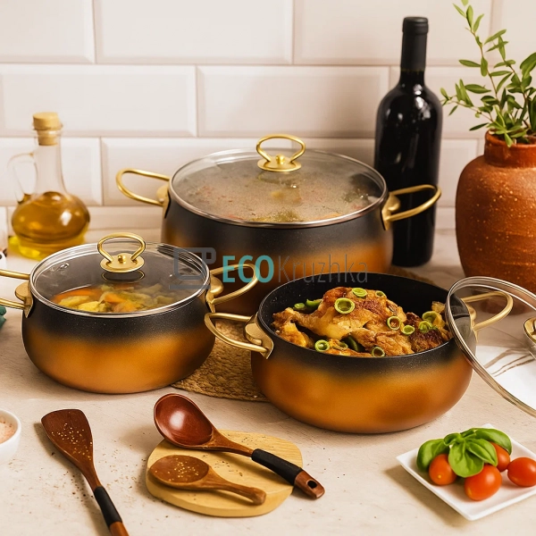 Набір каструль Edenberg 6 предметів з мармуровим антипри ...