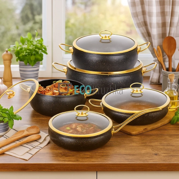 Набір каструль Edenberg 10 предметів з мармуровим антипр ...